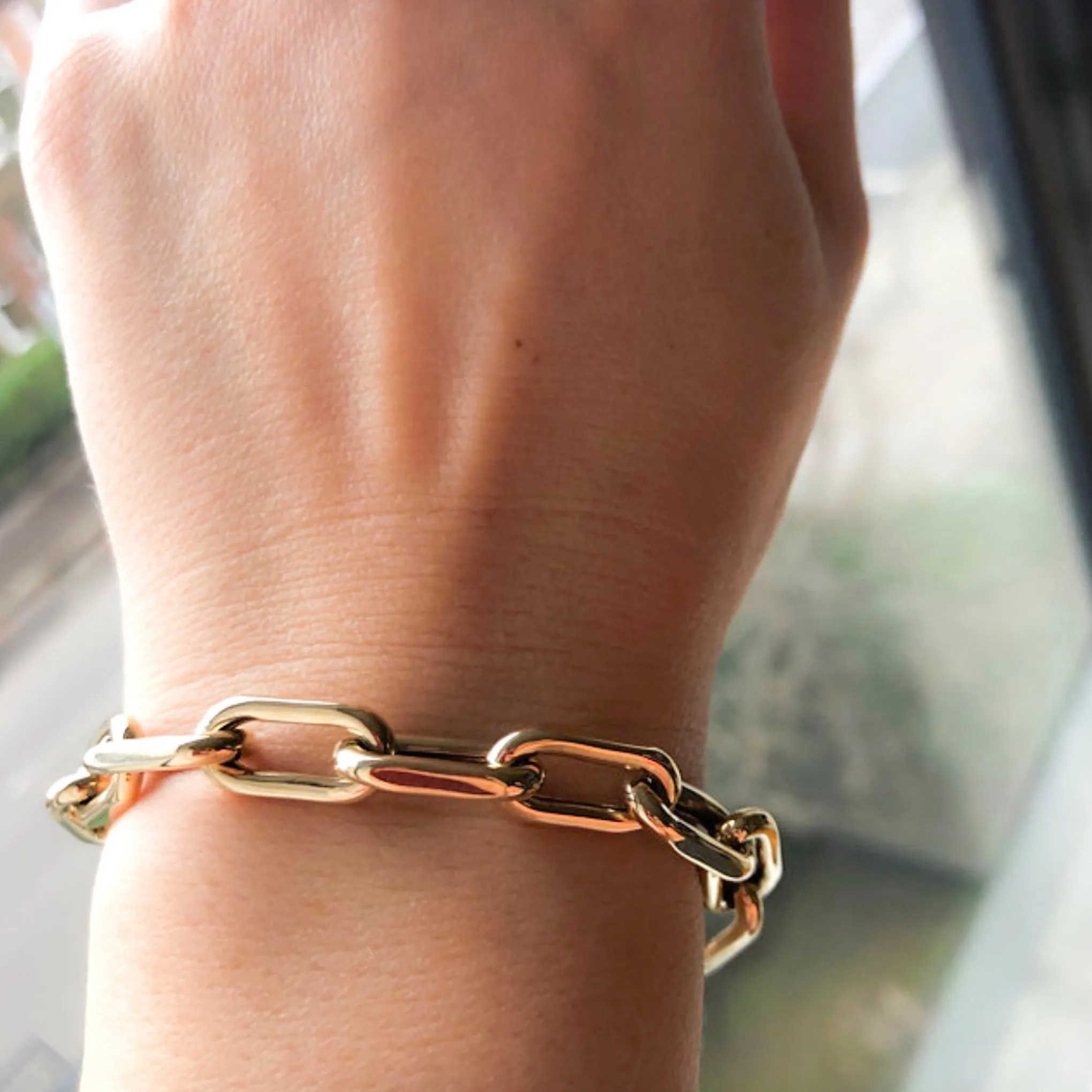 14K Gold Thick Oval Link Bracelet ~ Large Links