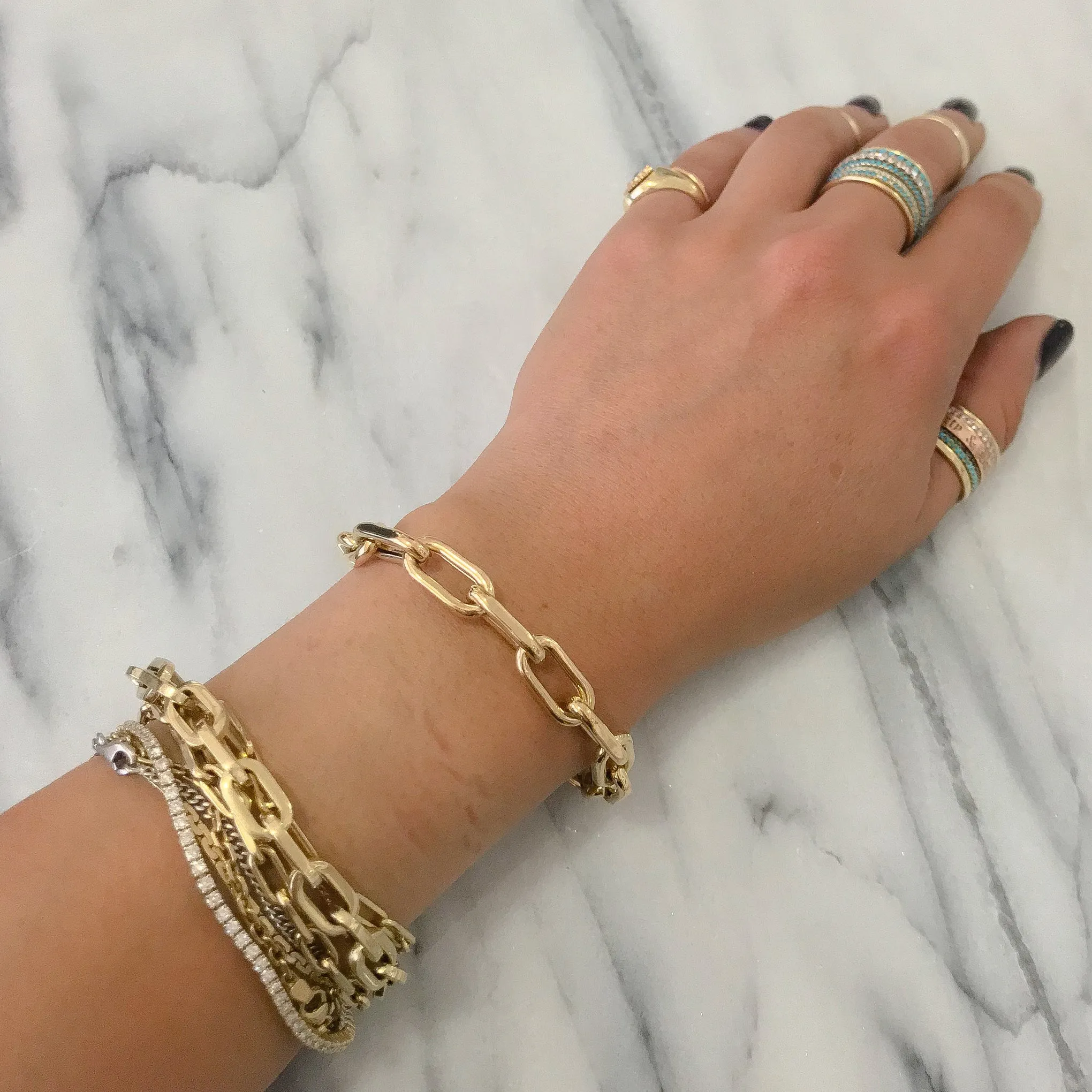14K Gold Thick Oval Link Bracelet ~ Large Links