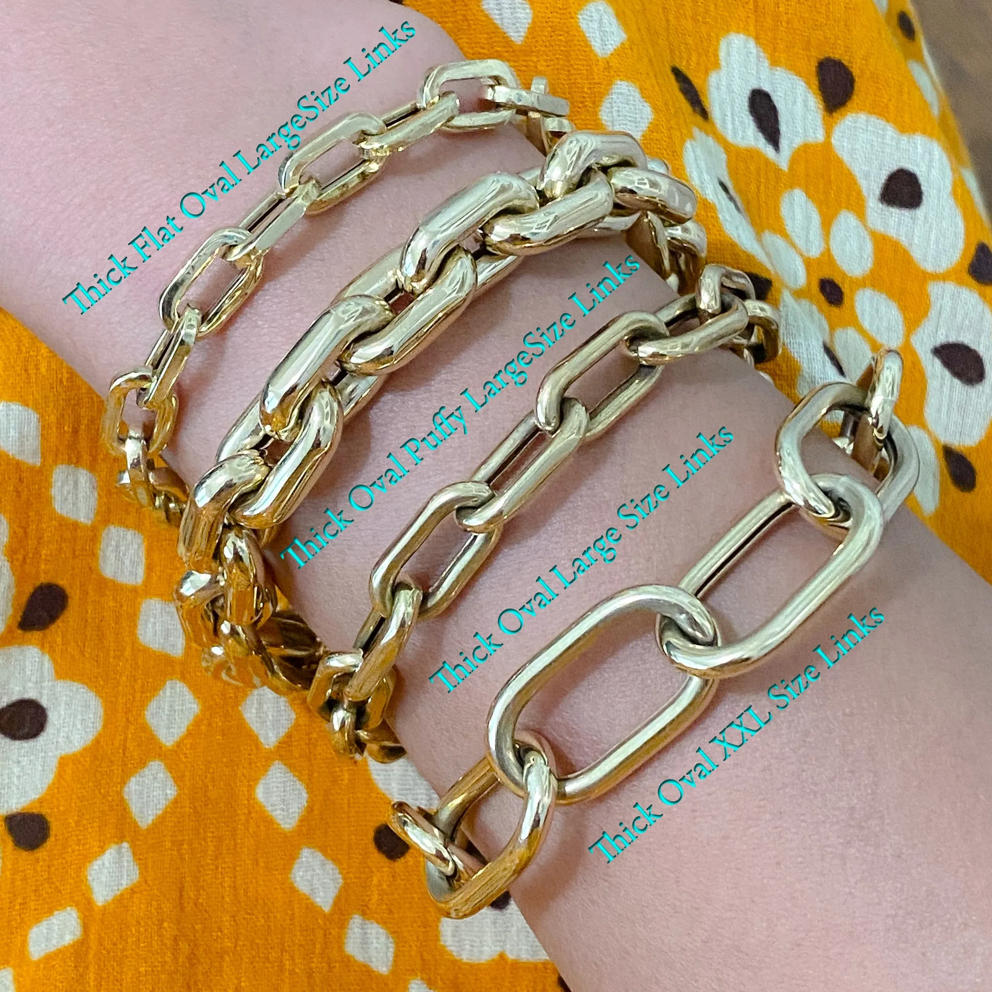 14K Gold Thick Oval Link Bracelet ~ Large Links