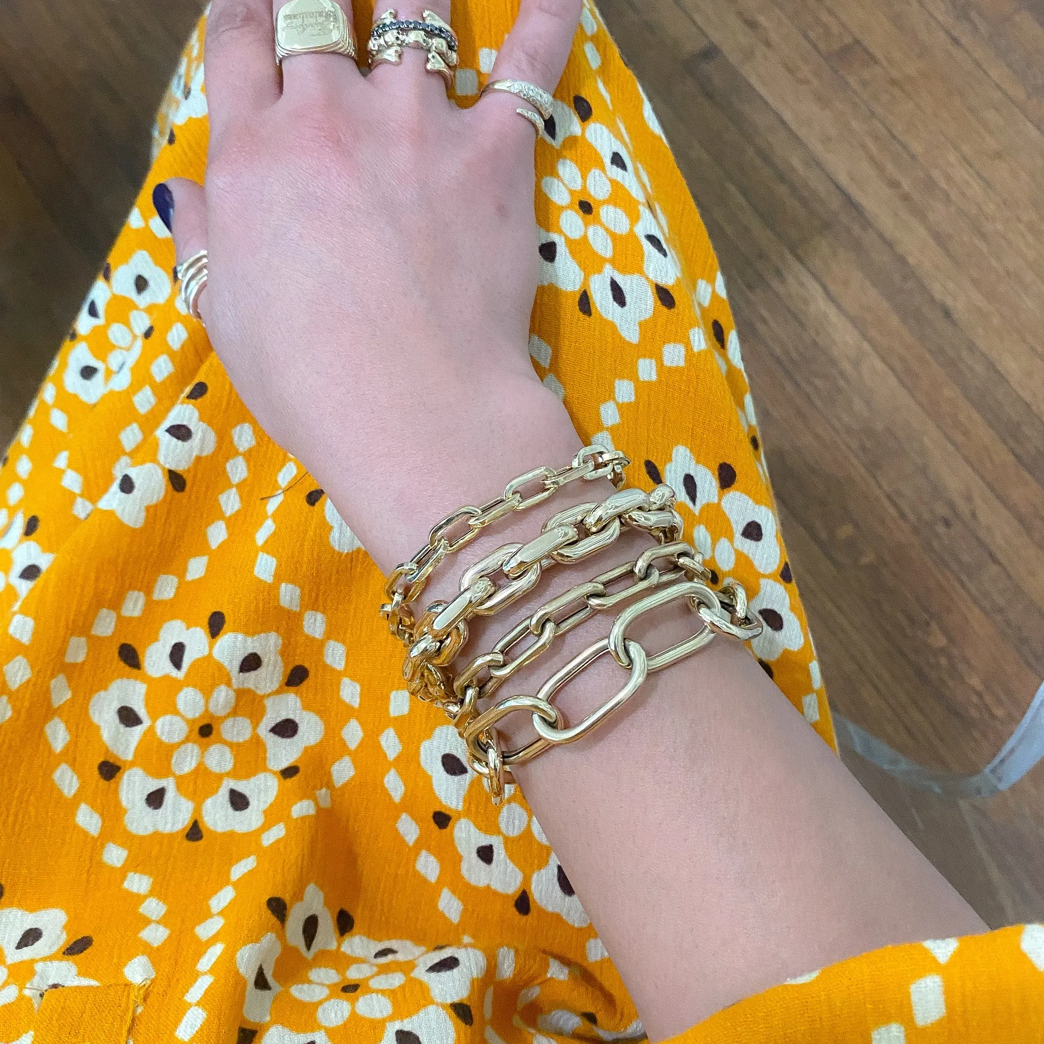 14K Gold Thick Oval Link Bracelet ~ Large Links