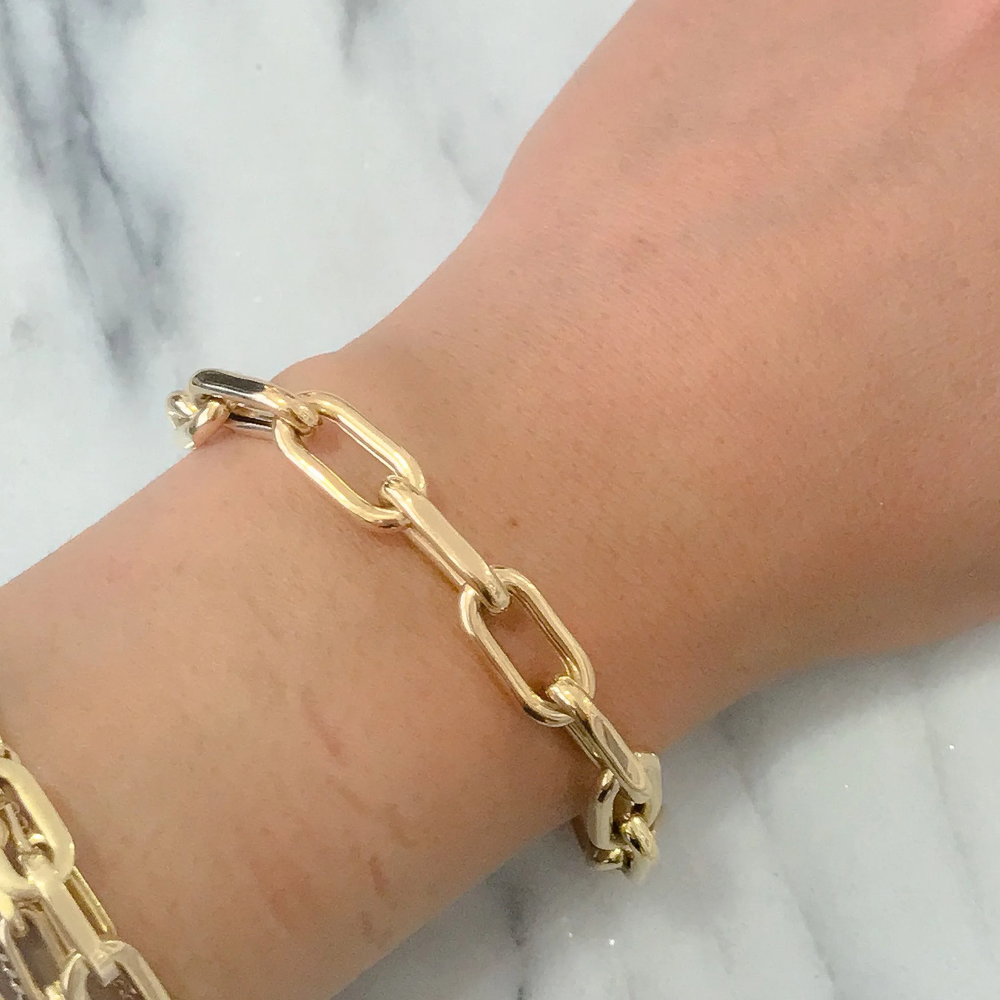 14K Gold Thick Oval Link Bracelet ~ Large Links