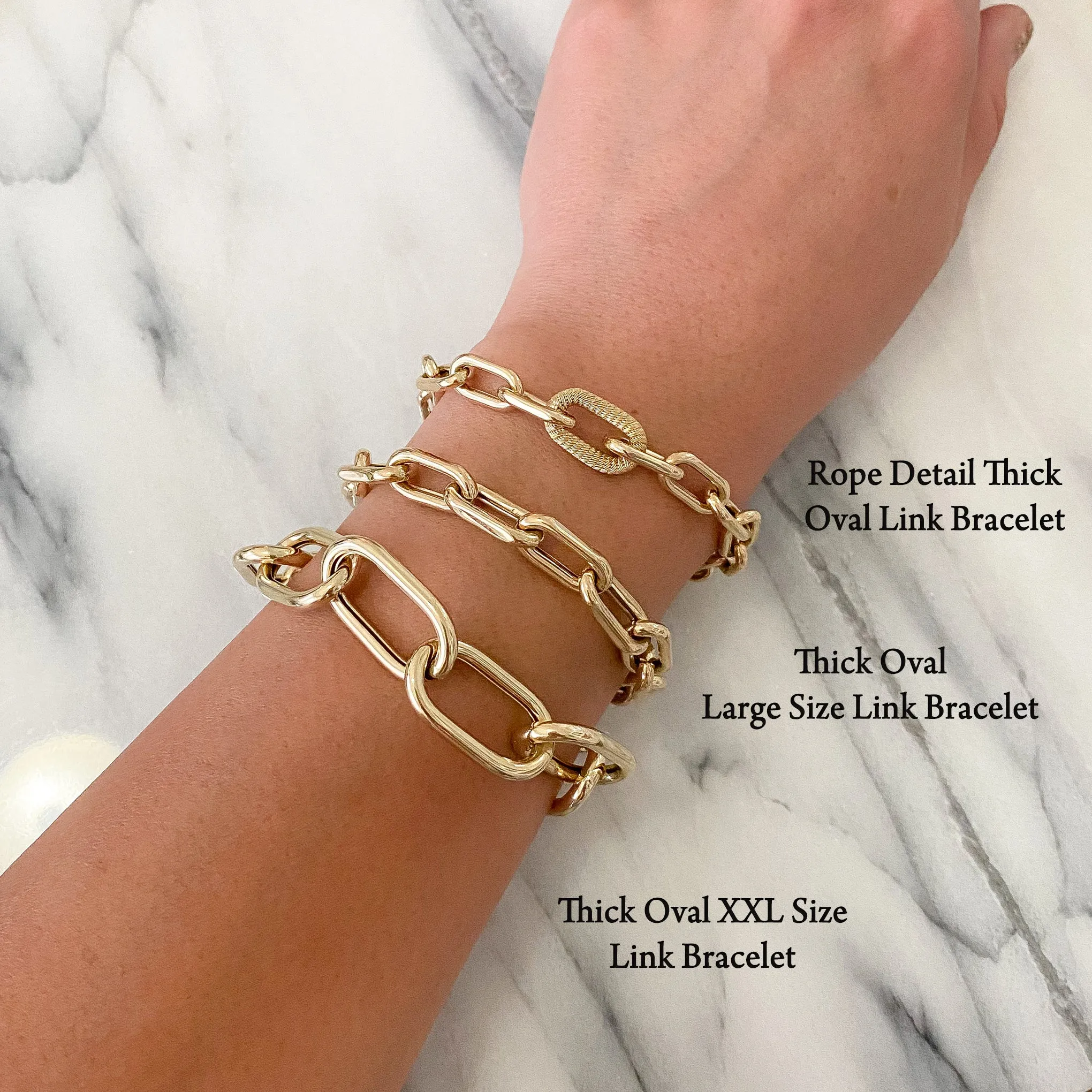 14K Gold Thick Oval Link Bracelet ~ Large Links