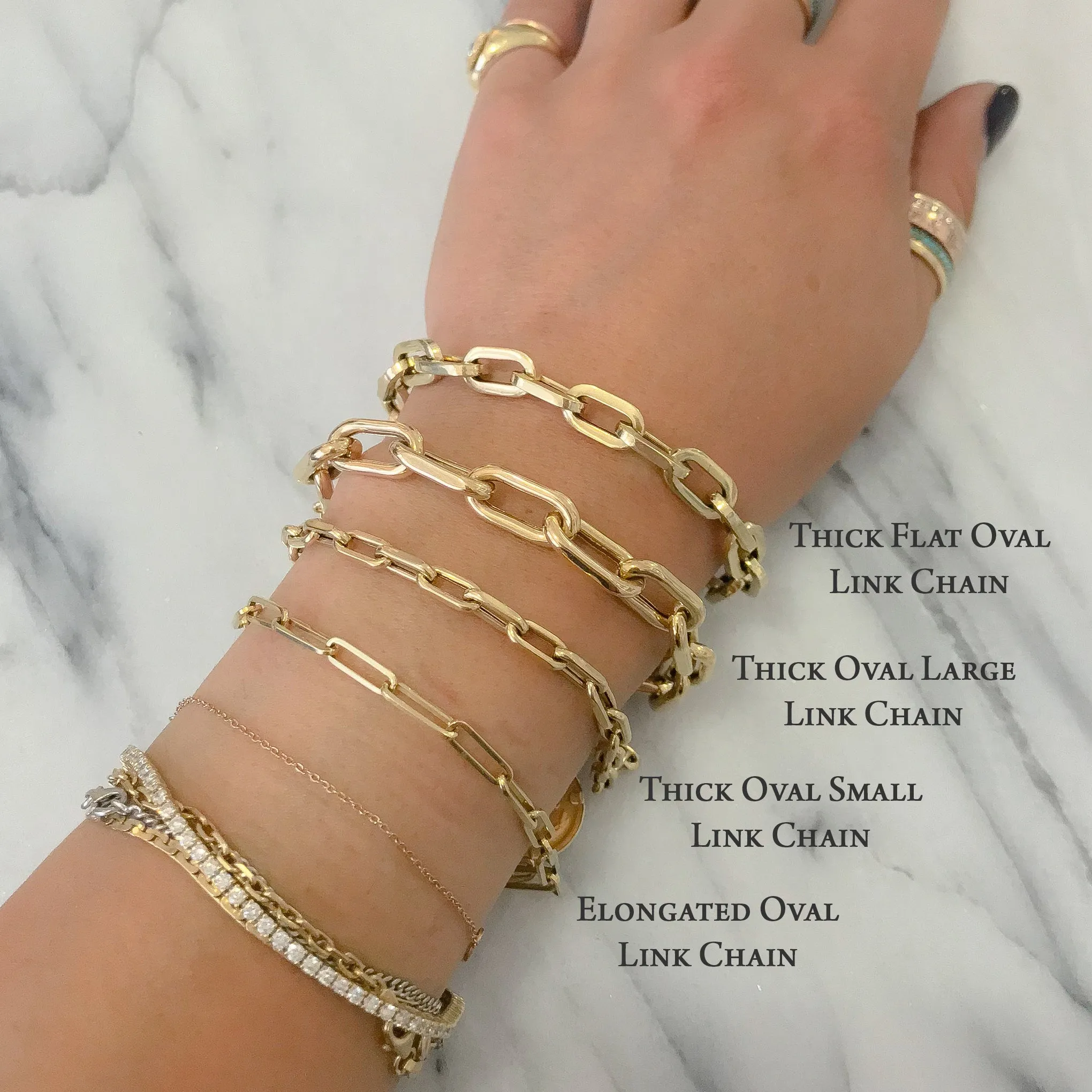 14K Gold Thick Oval Link Bracelet ~ Large Links