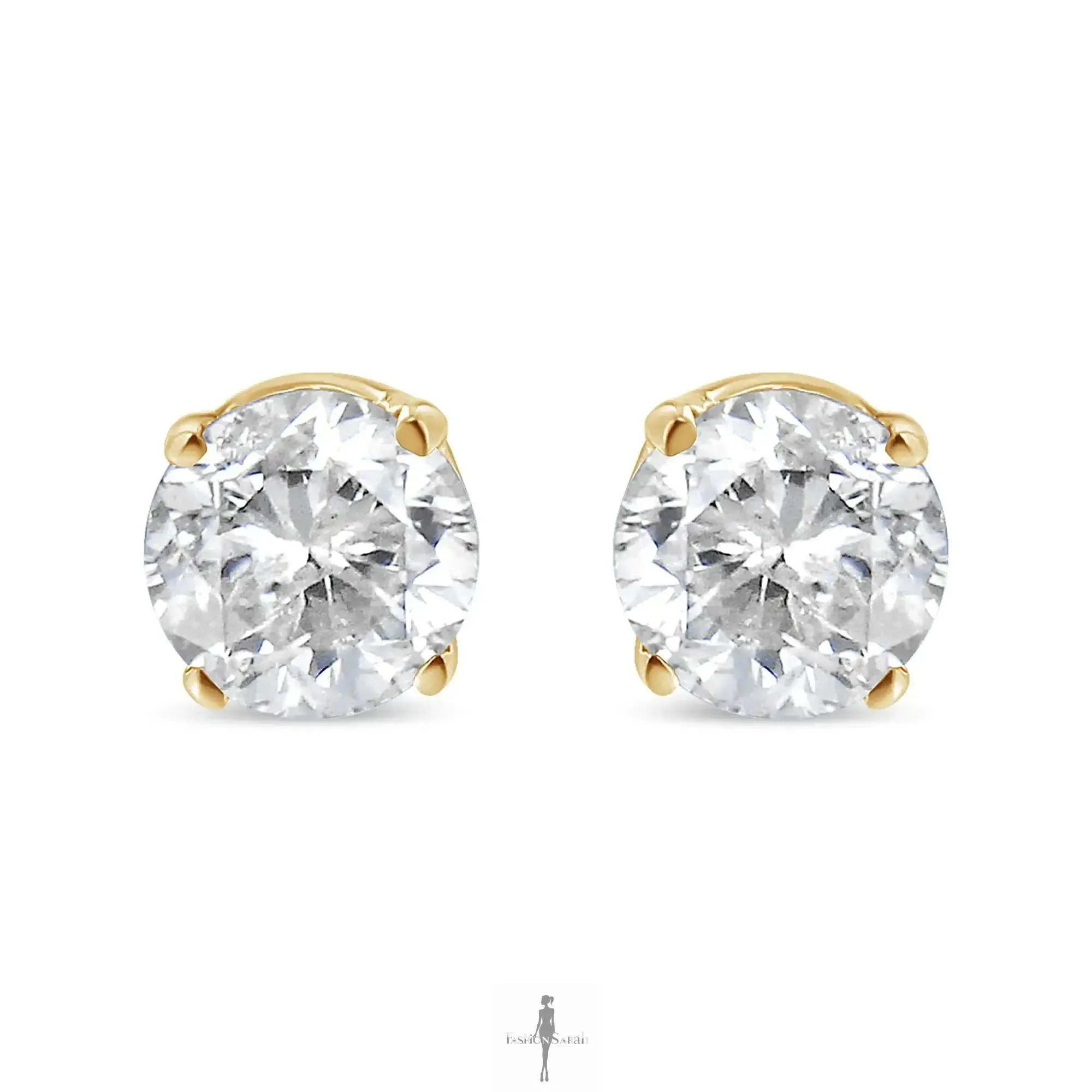 14K Gold with Brilliant-Cut Diamond Earrings