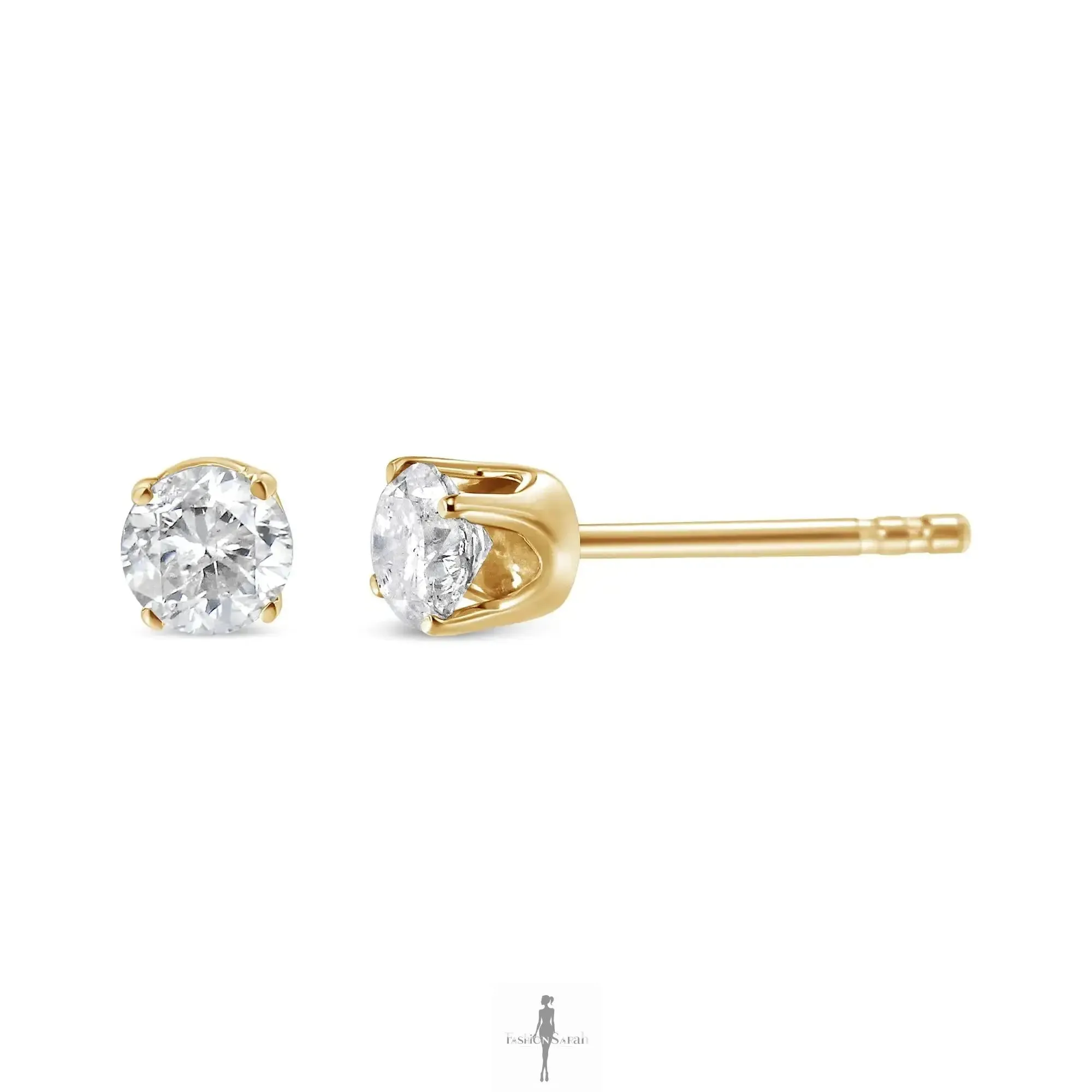 14K Gold with Brilliant-Cut Diamond Earrings
