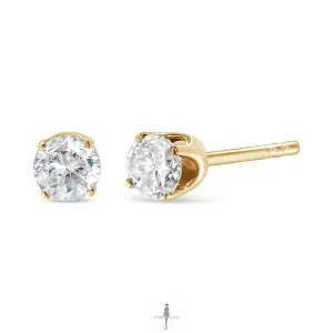 14K Gold with Brilliant-Cut Diamond Earrings