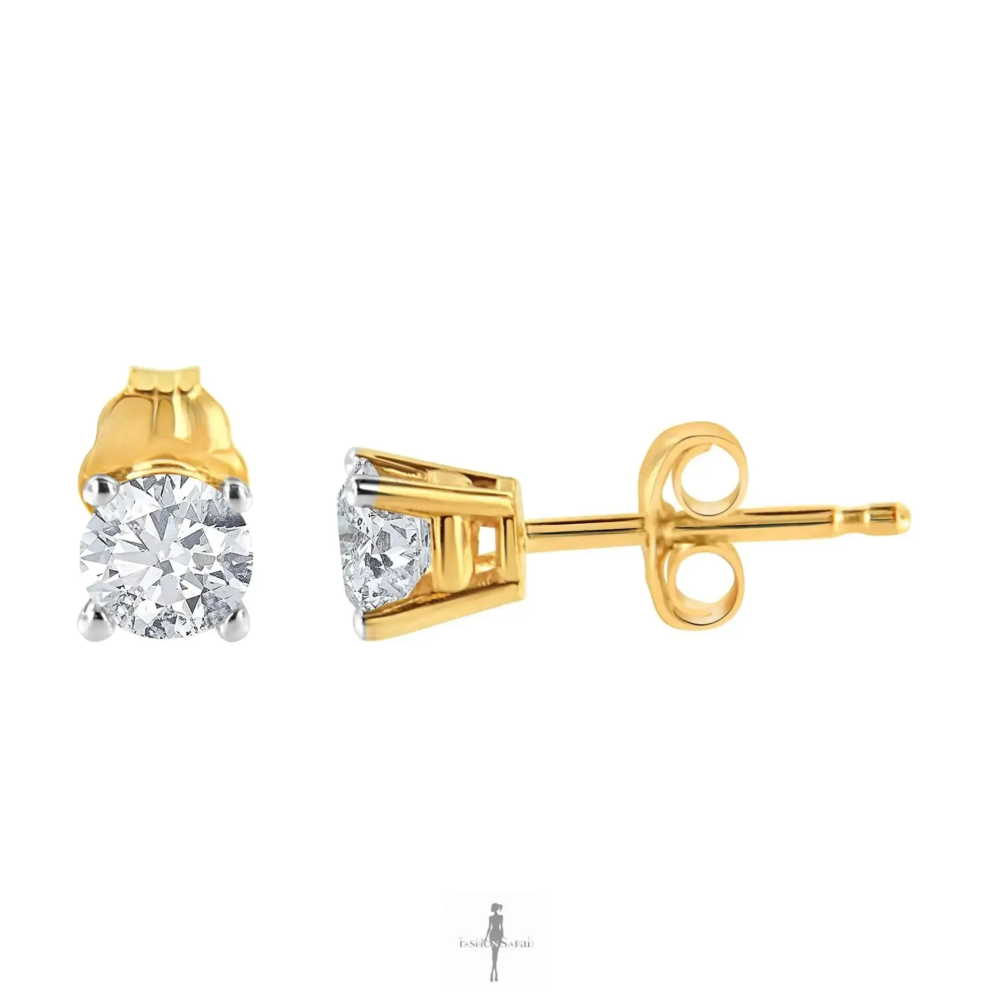 14K Gold with Brilliant-Cut Diamond Earrings
