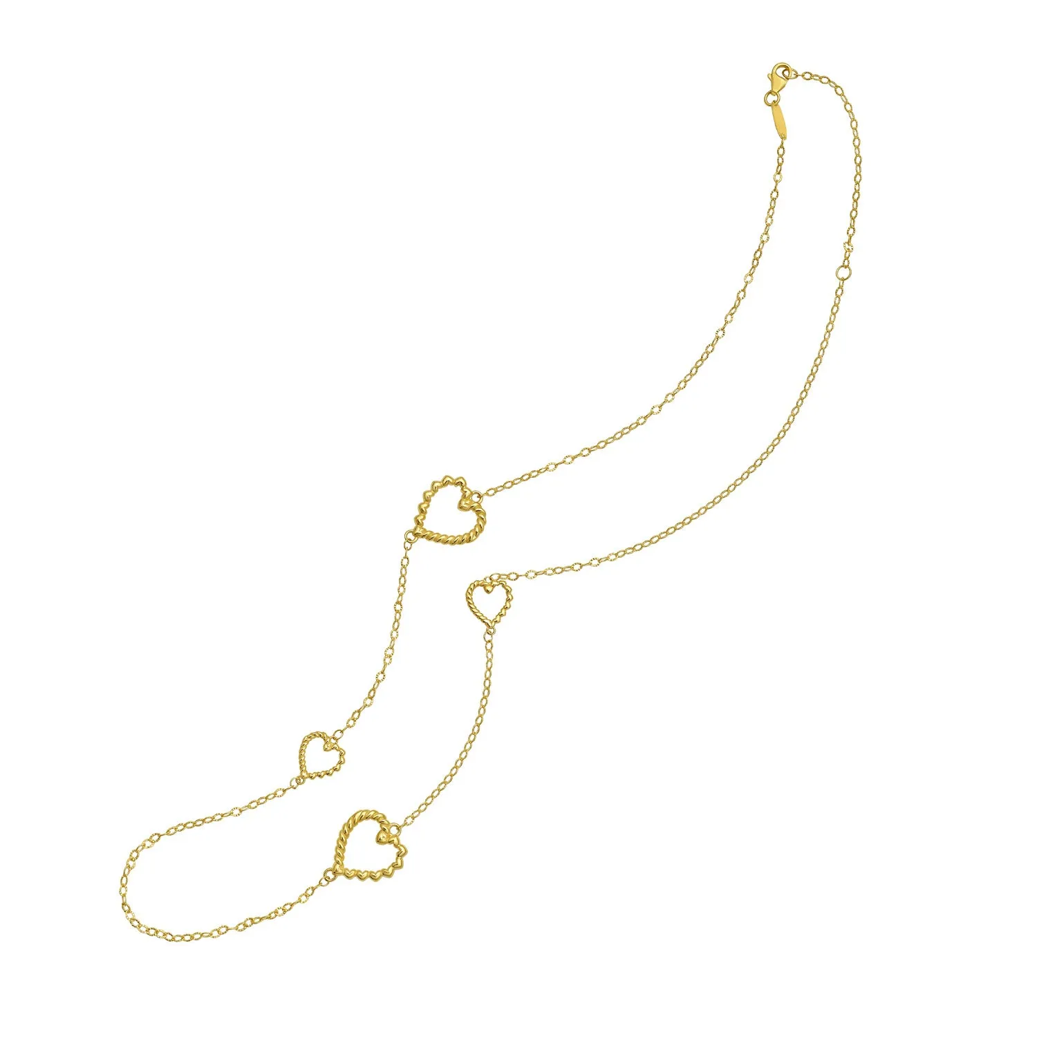 14K Italian Cable Heart Station Necklace
