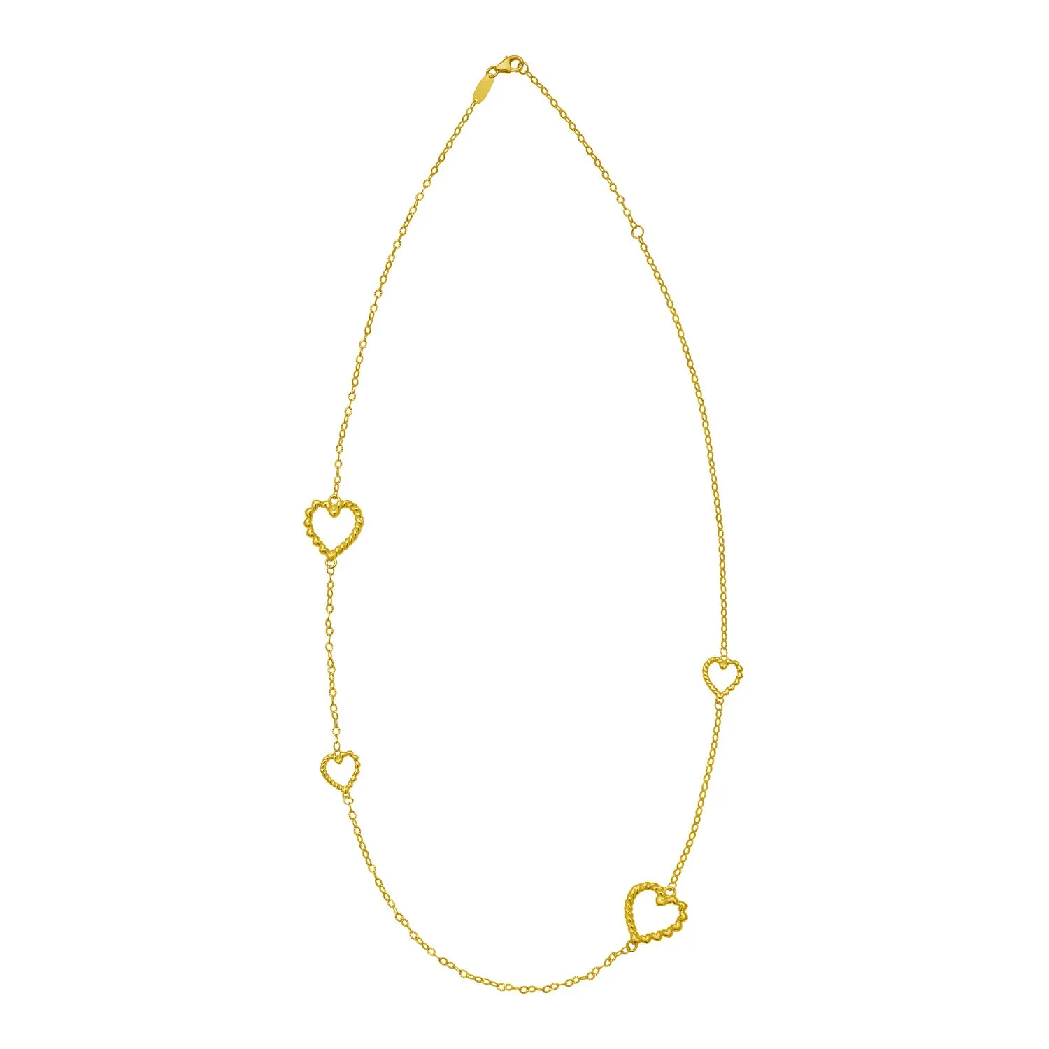 14K Italian Cable Heart Station Necklace