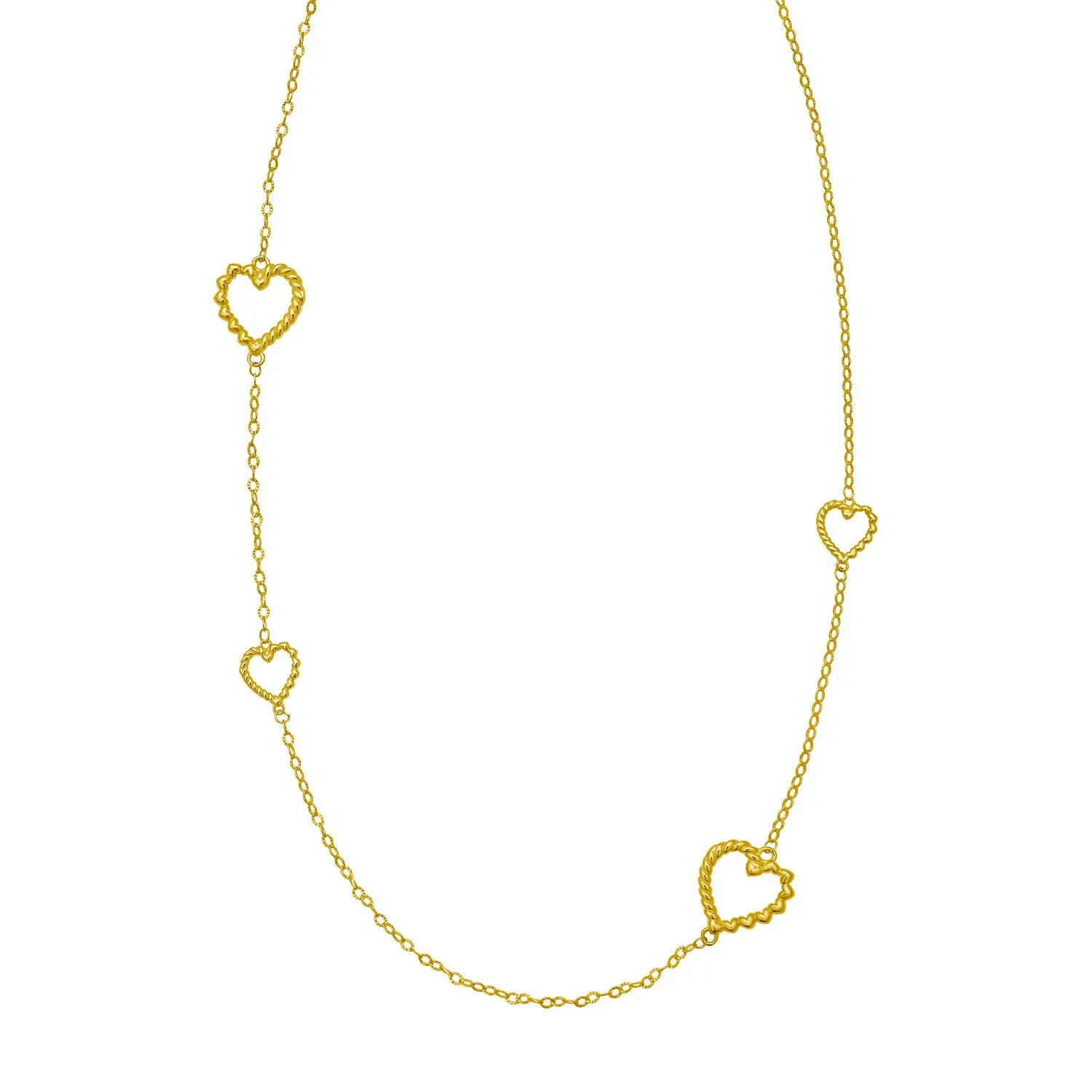 14K Italian Cable Heart Station Necklace