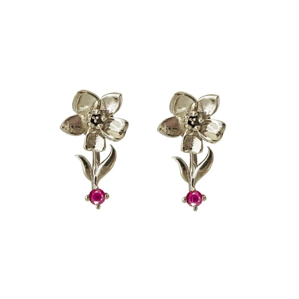 14K July Water Lily Birth Flower Earrings