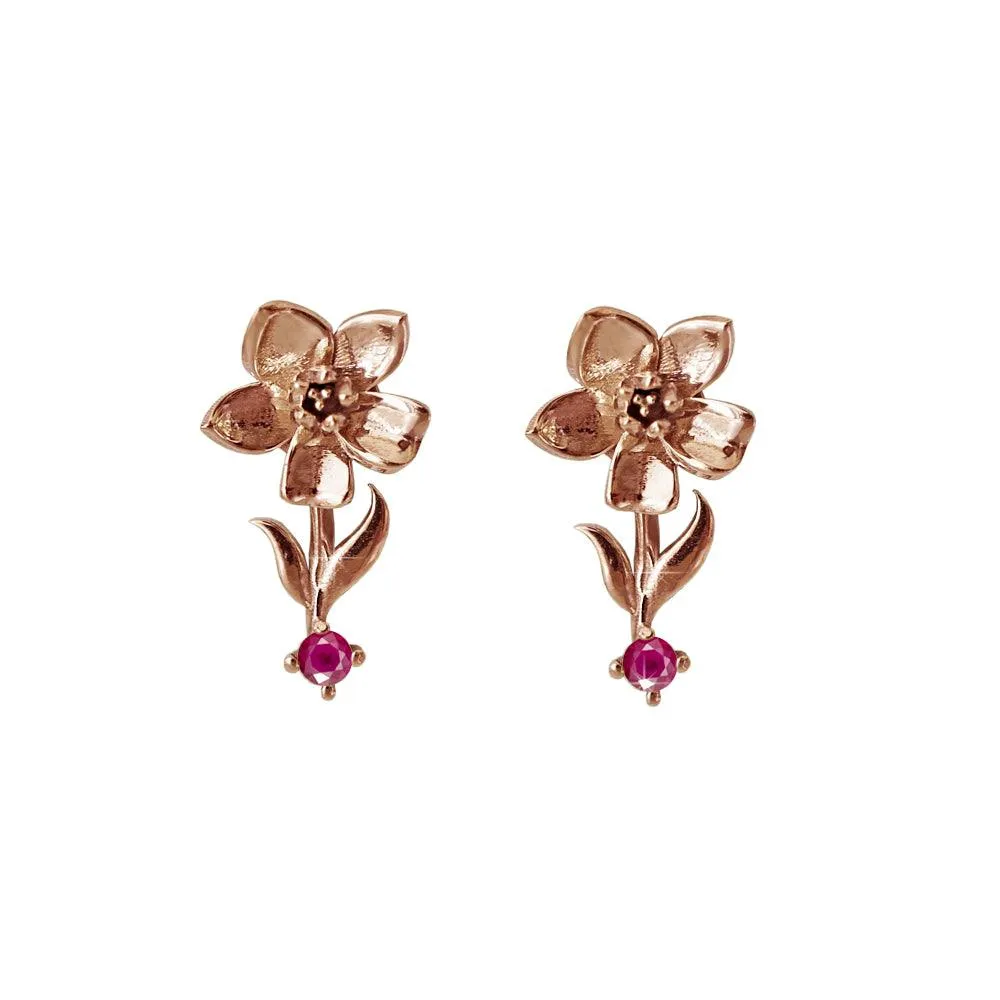 14K July Water Lily Birth Flower Earrings