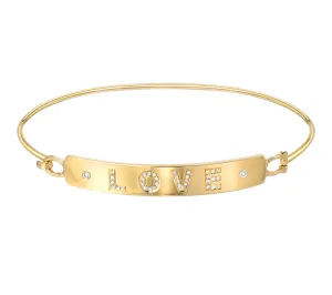 14K Love Plaque Diamond Bangle