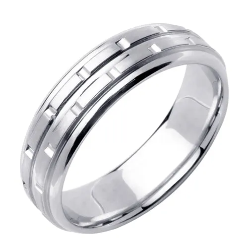 14K or 18K White Gold Carved Ring