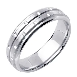 14K or 18K White Gold Carved Ring