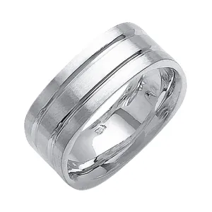 14K or 18K White Gold Grooved Ring