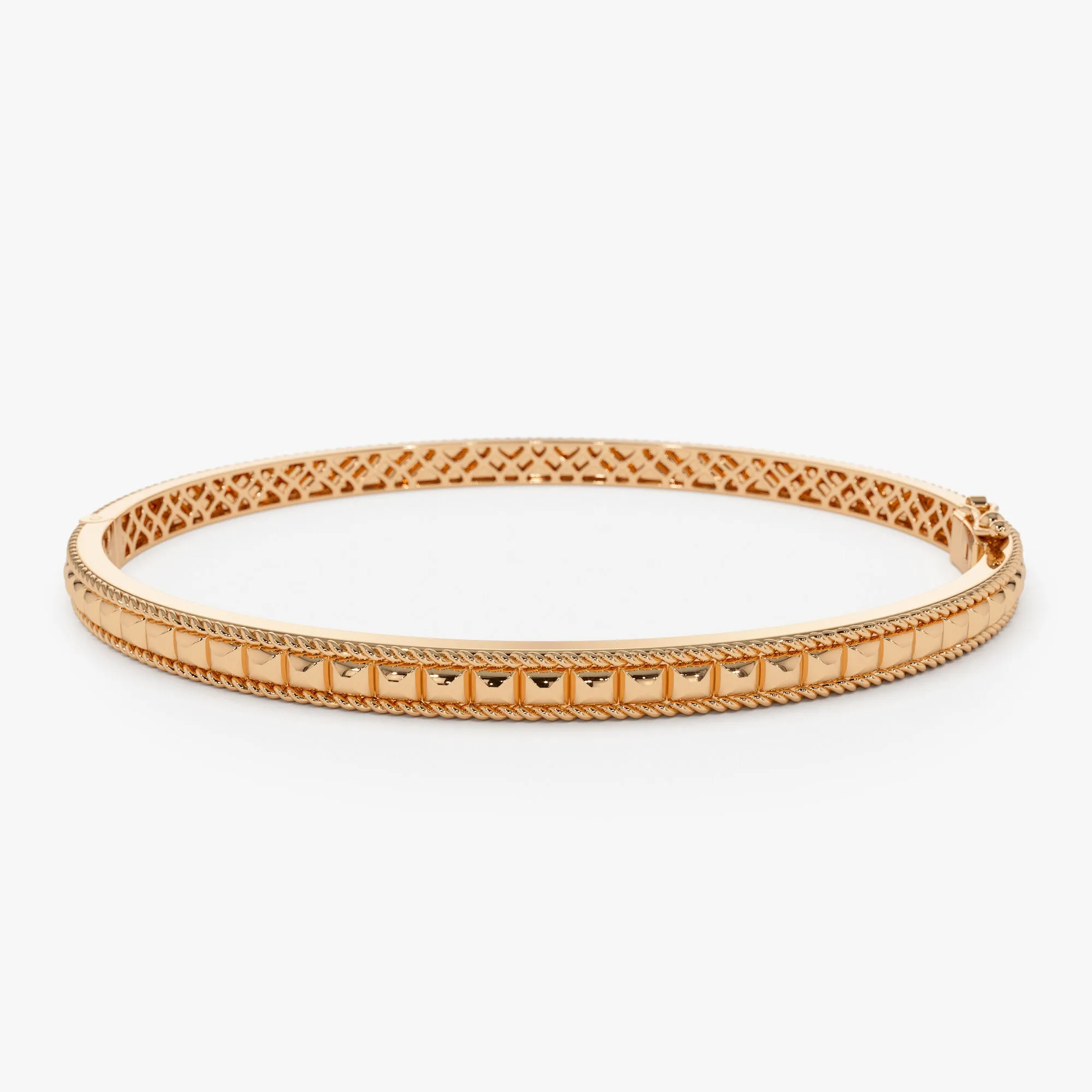 14k Pyramid Gold Bangle Bracelet