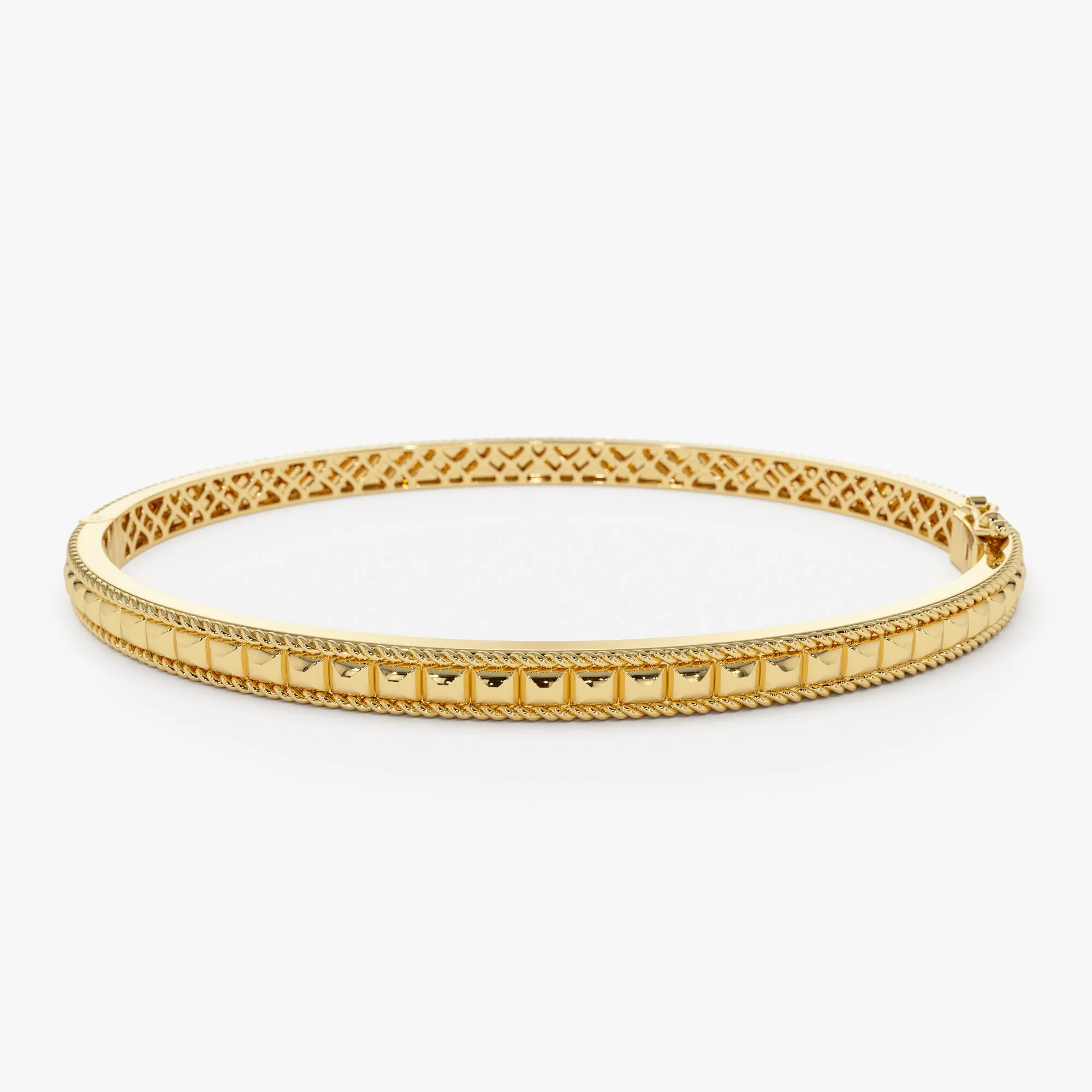 14k Pyramid Gold Bangle Bracelet
