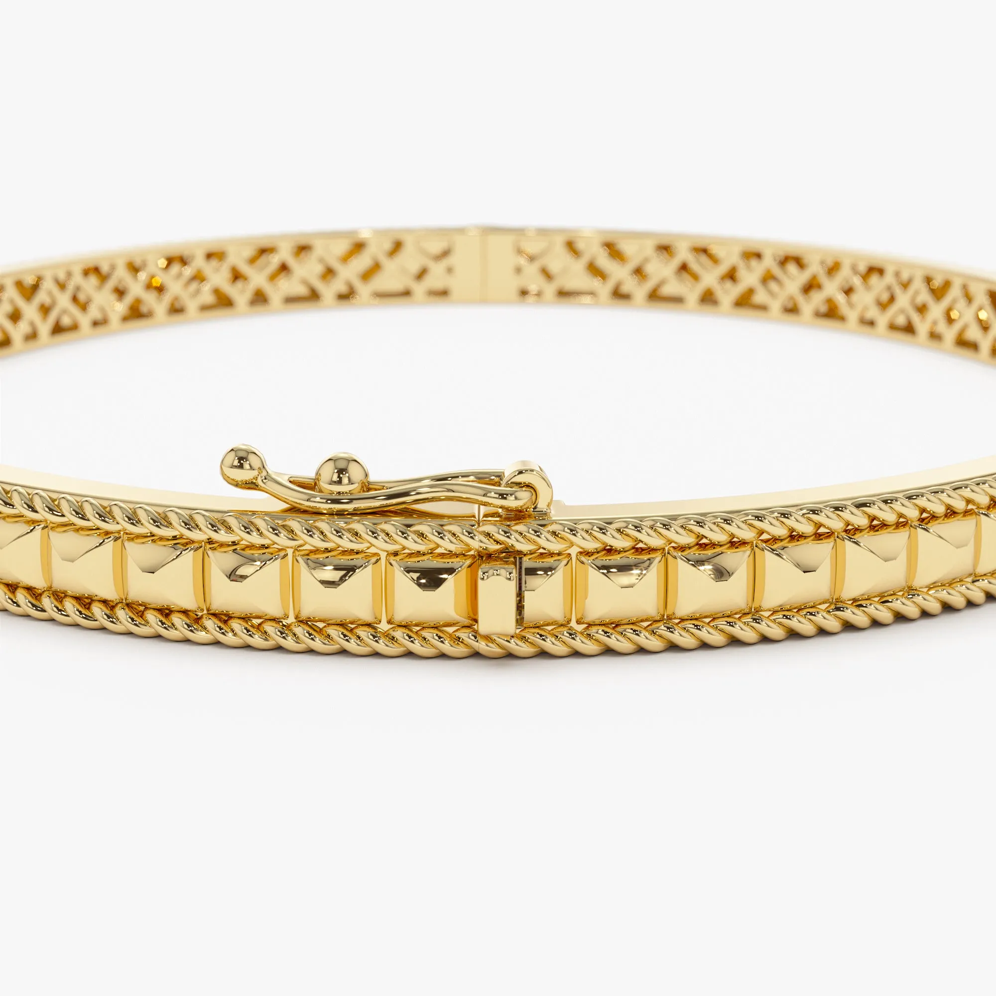 14k Pyramid Gold Bangle Bracelet
