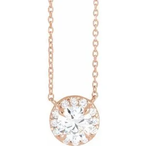 14K Rose 1 CTW Lab-Grown Diamond French-Set 16-18" Necklace