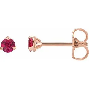 14K Rose 3 mm Natural Ruby Earrings