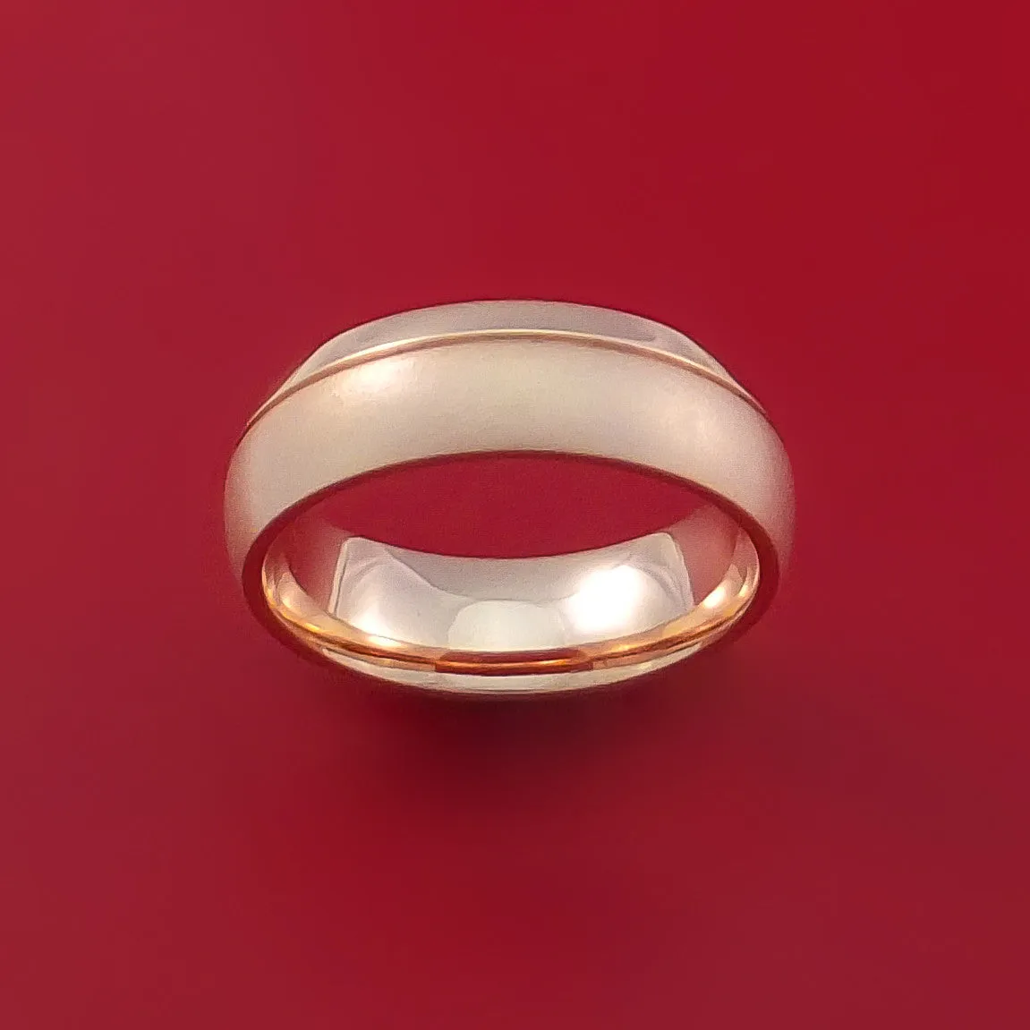 14K Rose Gold Classic Style Band with Two-Tone Finish Custom Made Ring