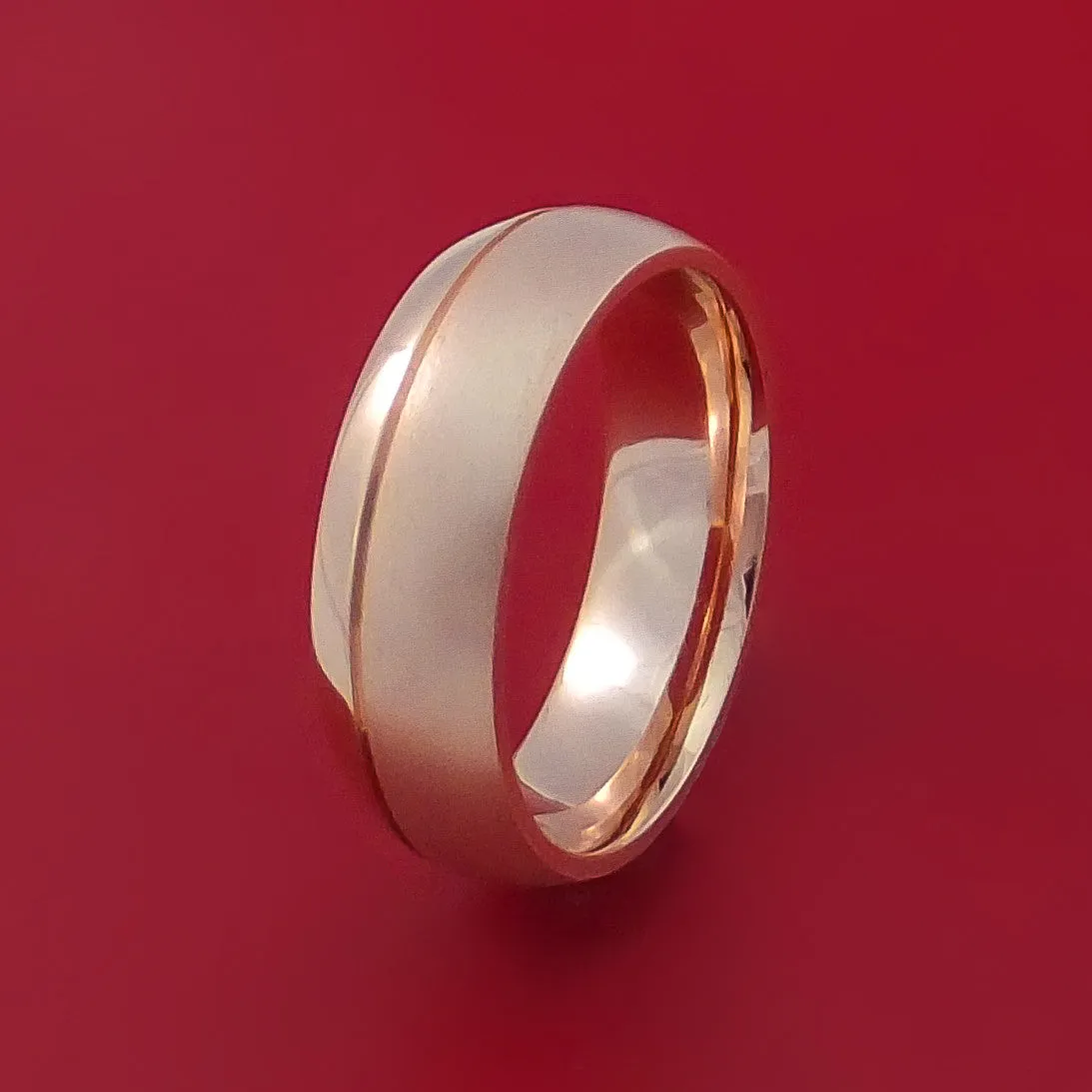 14K Rose Gold Classic Style Band with Two-Tone Finish Custom Made Ring