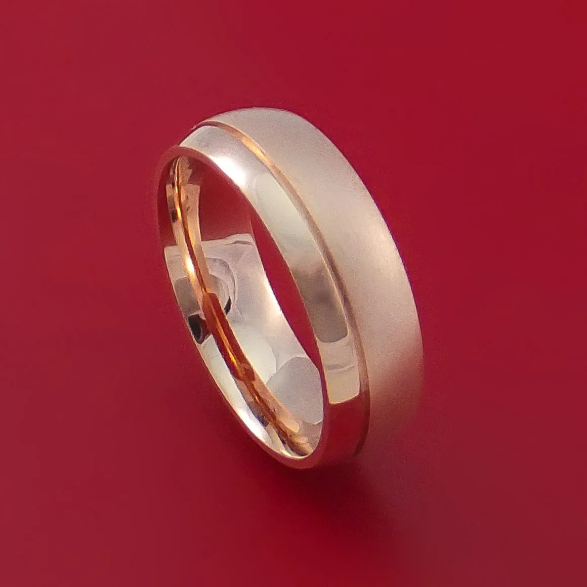 14K Rose Gold Classic Style Band with Two-Tone Finish Custom Made Ring
