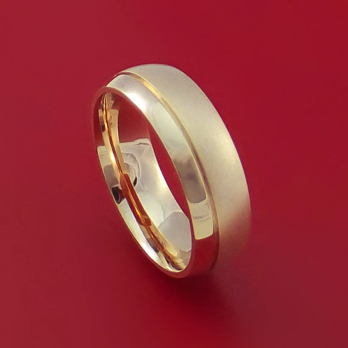 14K Rose Gold Classic Style Band with Two-Tone Finish Custom Made Ring