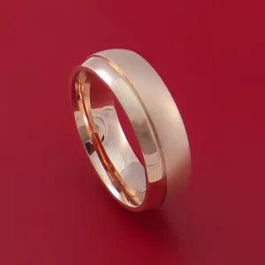 14K Rose Gold Classic Style Band with Two-Tone Finish Custom Made Ring