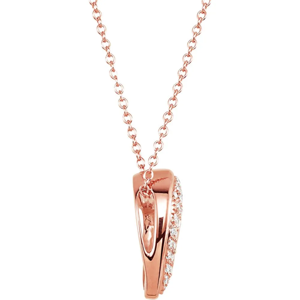 14k Rose Gold Diamond Heart Necklace