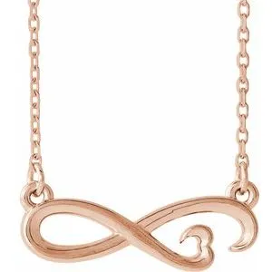14K Rose Infinity-Inspired Heart 16-18" Necklace