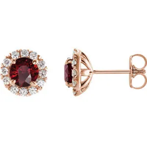 14K Rose Ruby & 1/3 CTW Diamond Earrings