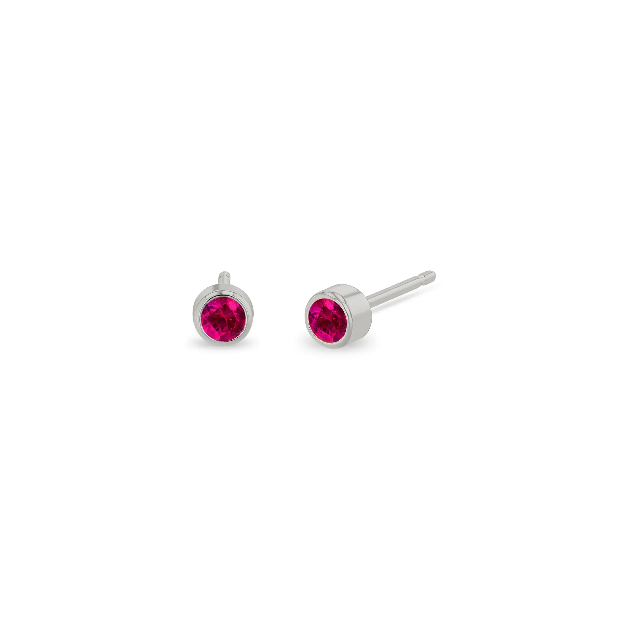 14k Ruby Bezel Studs