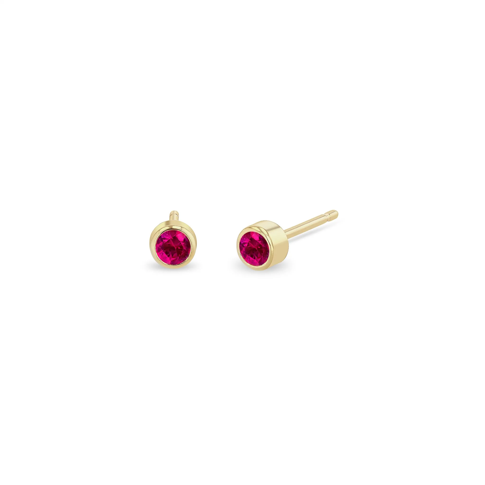 14k Ruby Bezel Studs