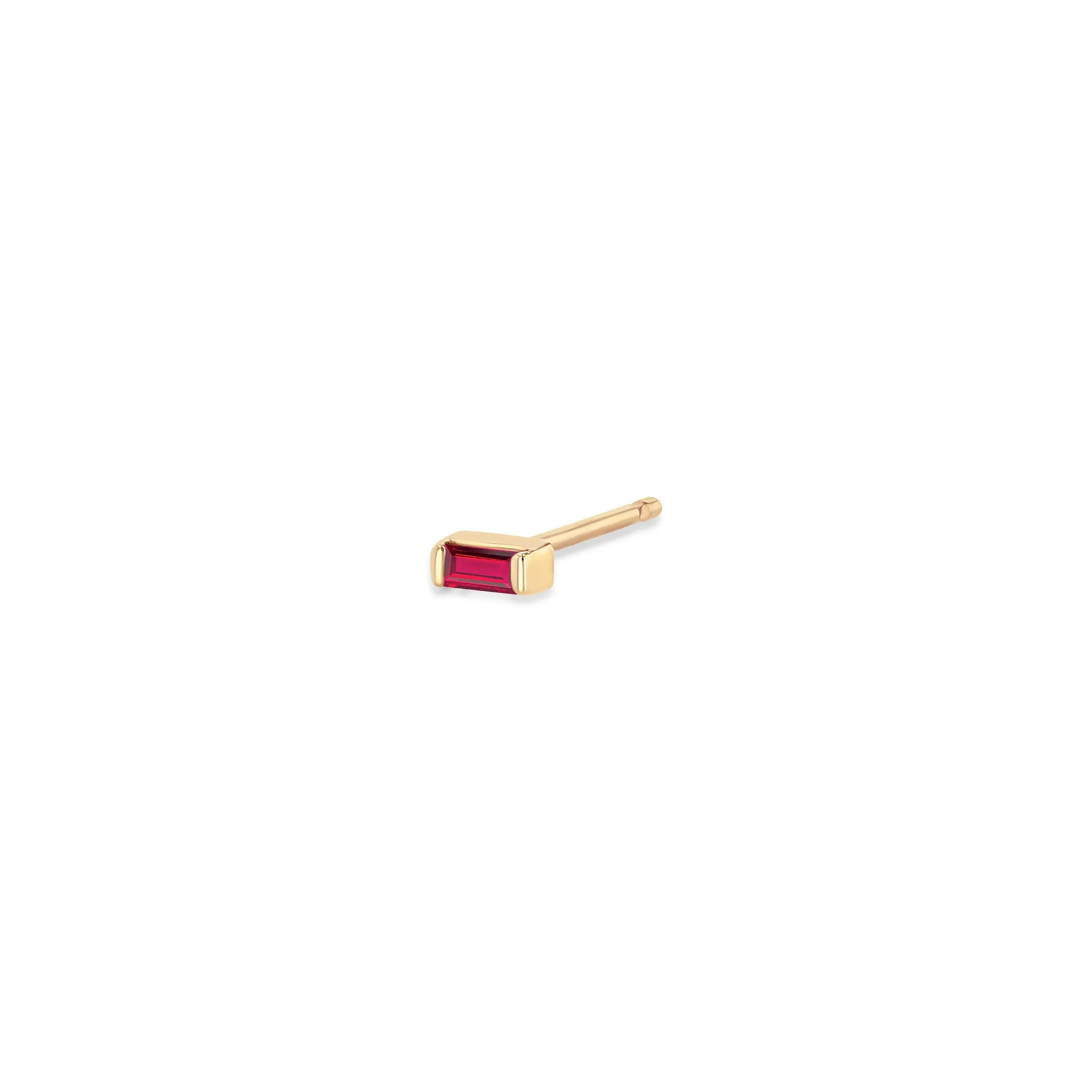 14k Small Ruby Baguette Studs