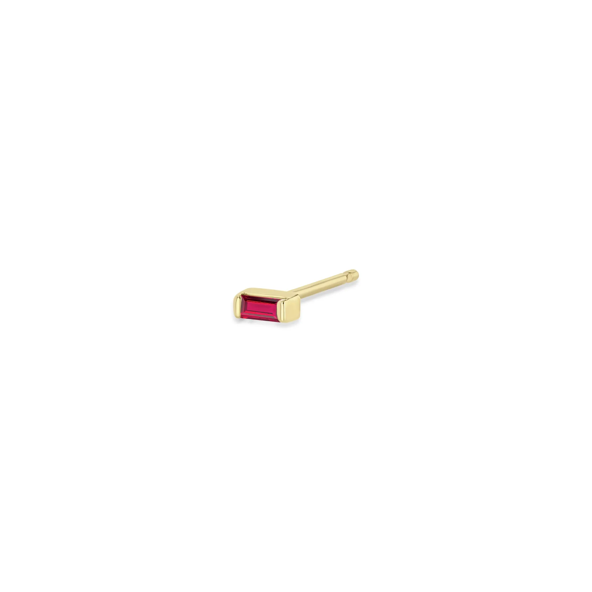 14k Small Ruby Baguette Studs