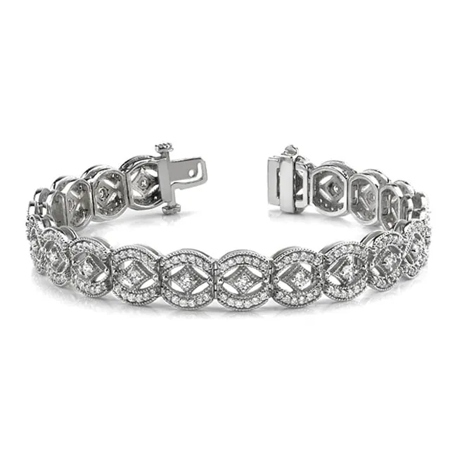 14k Solid Gold Antique Look Diamond Bracelet (4.08.cts.tw)