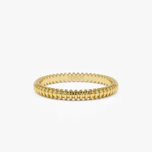14K Stackable Ribbed Wedding band
