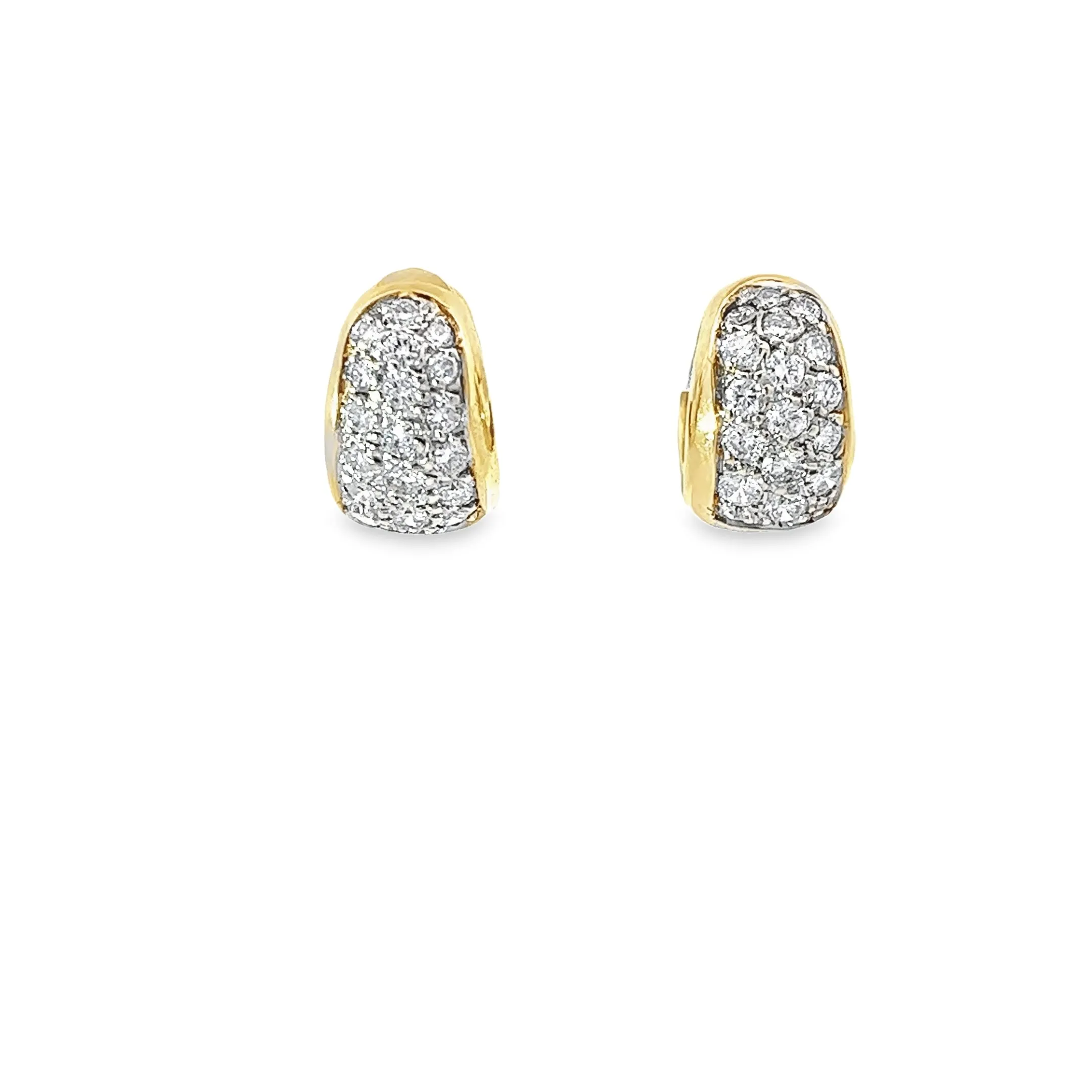 14k Two-Toned .55ct F VS2 Round Diamond Huggies Earrings