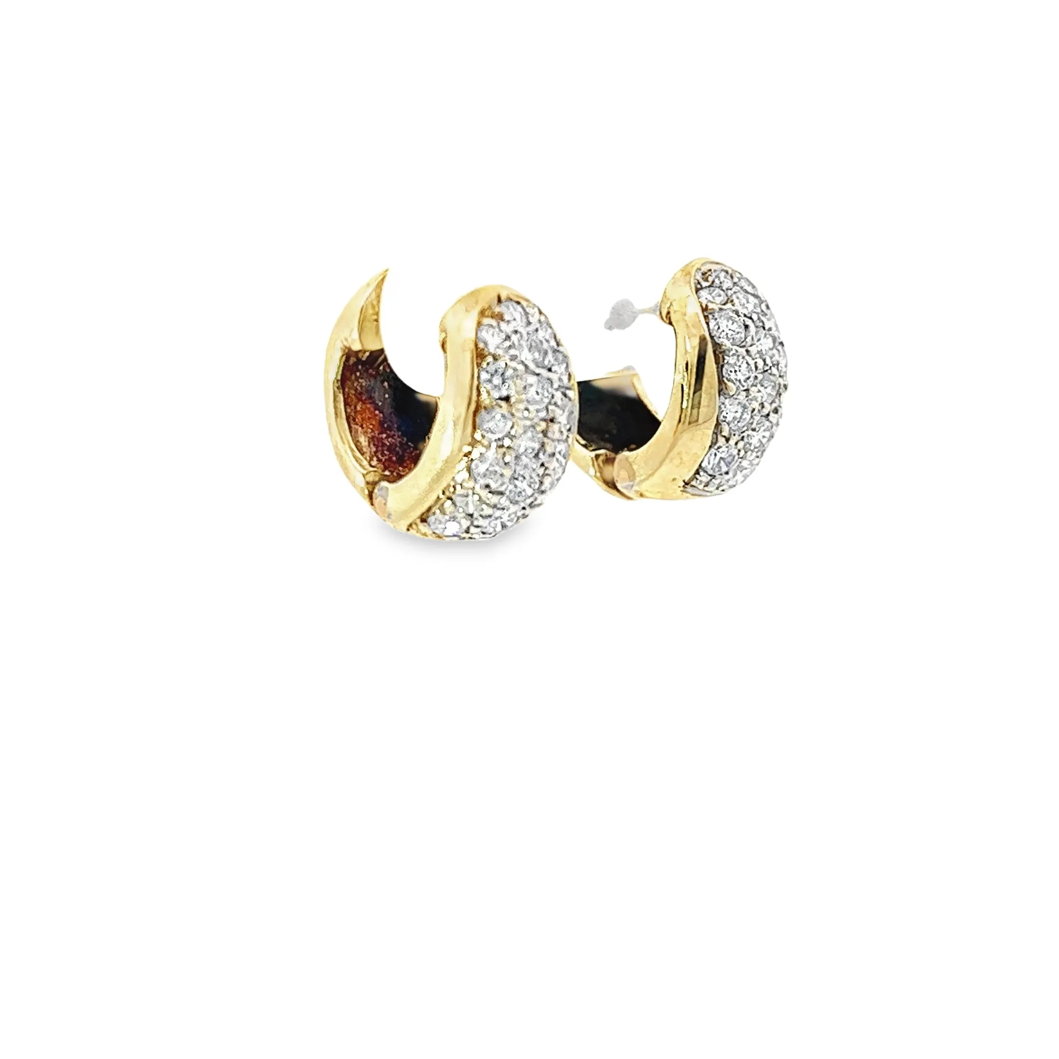 14k Two-Toned .55ct F VS2 Round Diamond Huggies Earrings