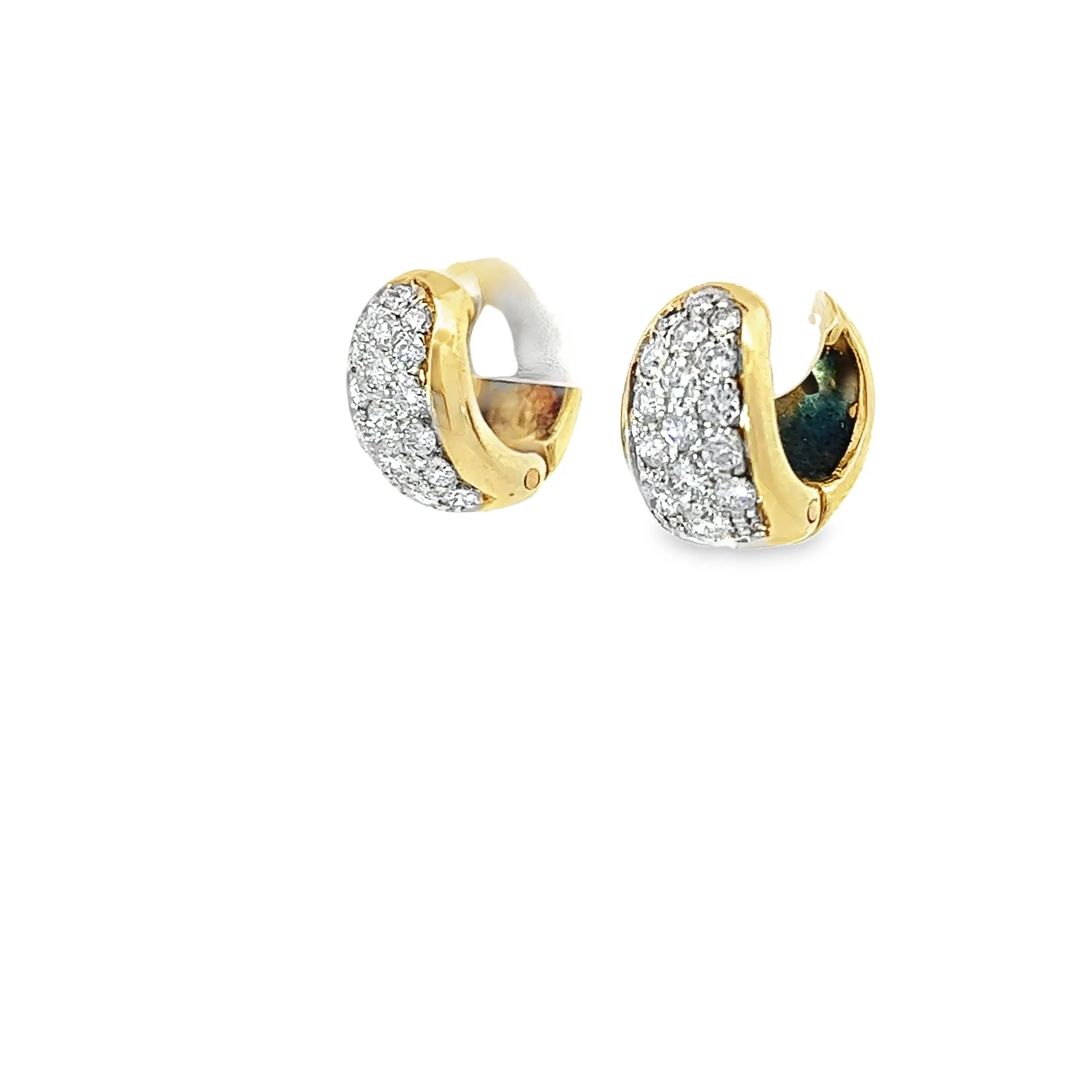 14k Two-Toned .55ct F VS2 Round Diamond Huggies Earrings