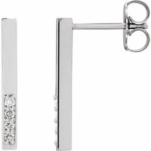14K White .07 CTW Diamond Geometric Dangle Earrings