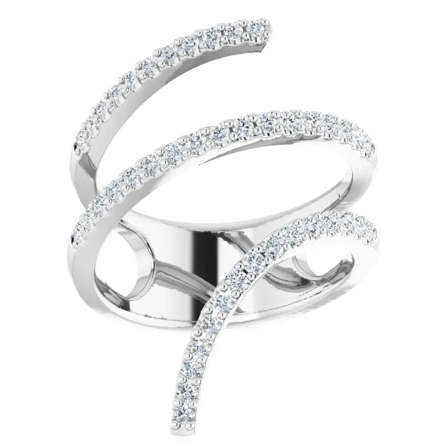 14K White 1/2 CTW Natural Diamond Spiral Wrap Ring