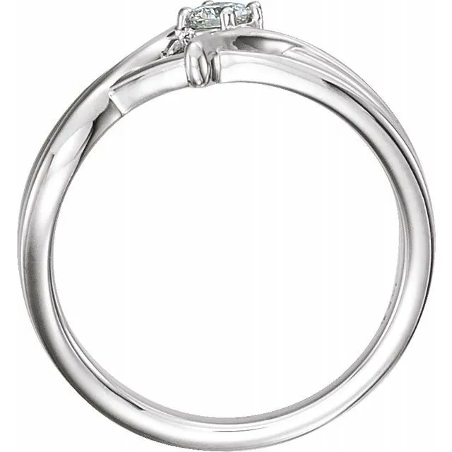 14K White 1/4 CT Diamond Ring