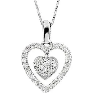 14K White 1/4 CTW Diamond Heart 18" Necklace
