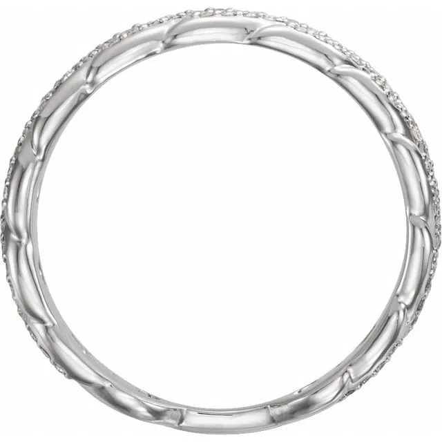 14K White 1/4 CTW Diamond Stackable Chain Link Ring