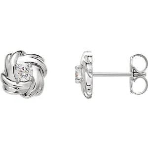 14K White 1/5 CTW Diamond Knot Earrings