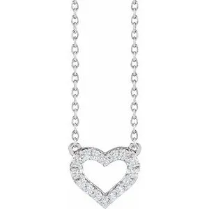 14K White 1/5 CTW Lab-Grown Diamond Heart 16-18" Necklace