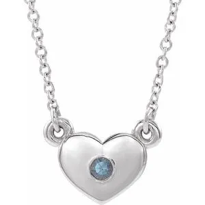 14K White Chatham® Created Alexandrite Heart 16" Necklace